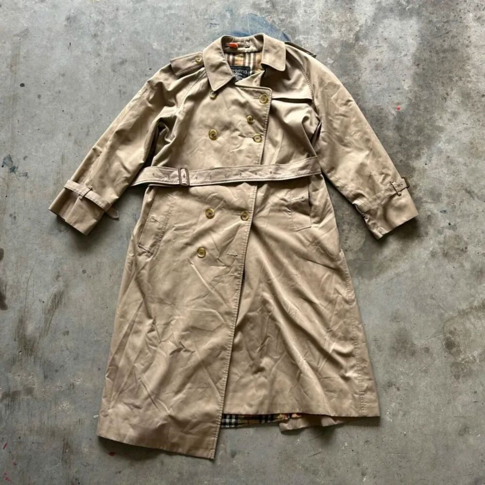 Vintage Burberrys Plaid Lining Trench Coat Size S/M